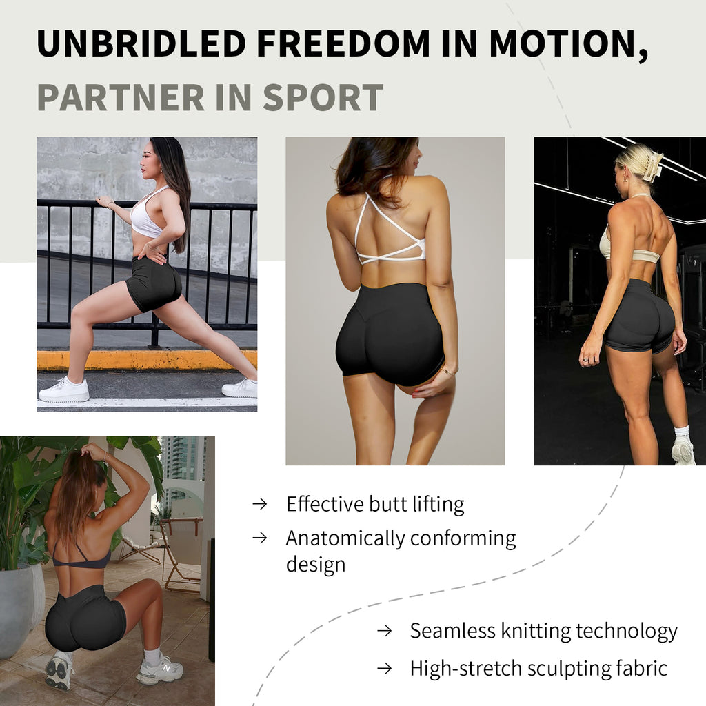 Seamless Scrunch Butt Lift Yoga Shorts – High Waisted Sculpting Gym Shorts